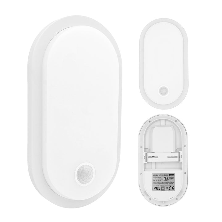 Lampa LED z czujnikiem ruchu Maclean, czujnik PIR, biała, 10W/15/18W, IP65, możliwość zmiany barwy 3000/4000/6000K, MCE534 W