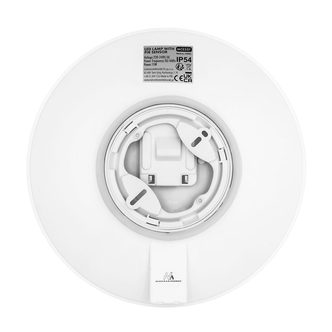 Lampa LED z czujnikiem PIR Maclean, sufitowa,15W, 1300lm, IP54, 220-240V~ 50/60Hz, MCE537