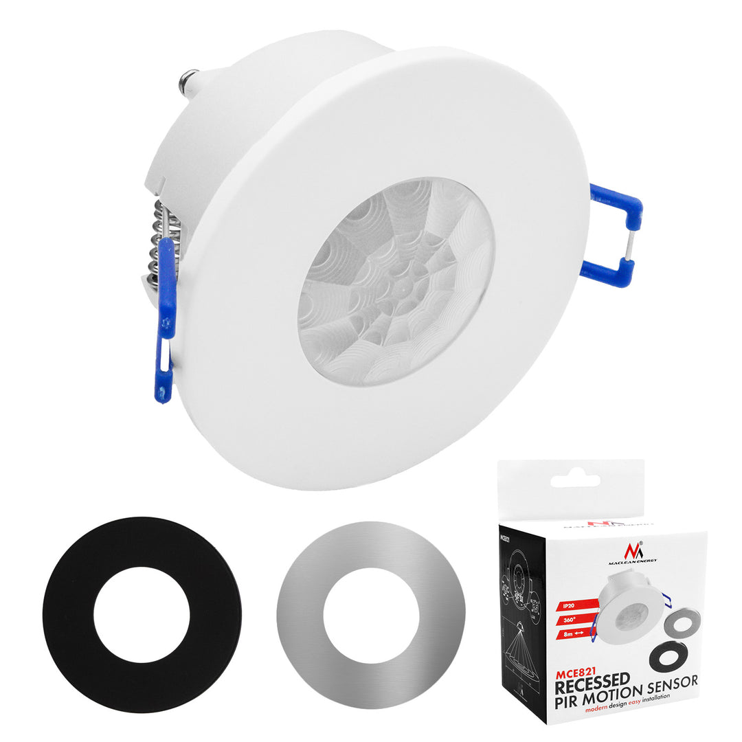 Czujnik ruchu PIR Maclean, do zabudowy, zasięg 8m, 600W/1200W, 220-240V AC, 50/60Hz, MCE821
