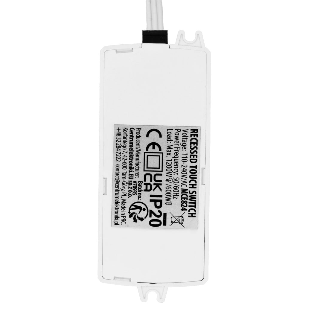 Włącznik dotykowy do zabudowy Maclean, <40mm, 110-240V AC, max. obciążenie 600W dla LED, MCE824