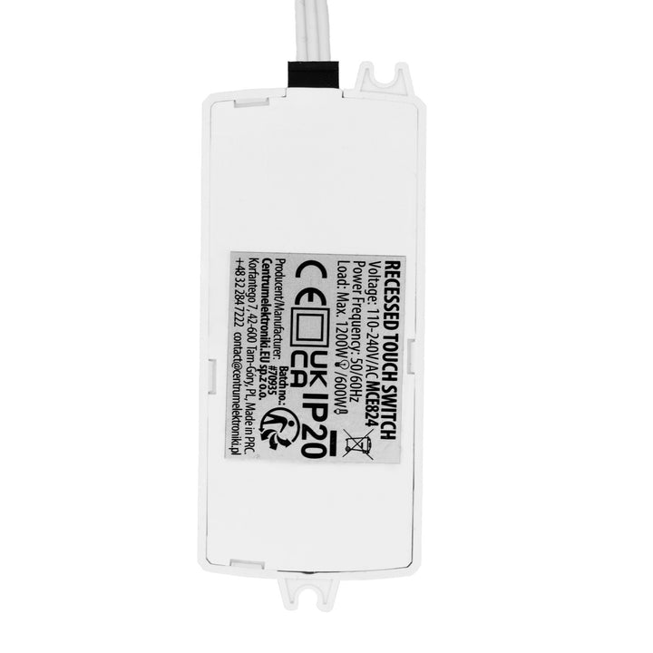 Włącznik dotykowy do zabudowy Maclean, <40mm, 110-240V AC, max. obciążenie 600W dla LED, MCE824