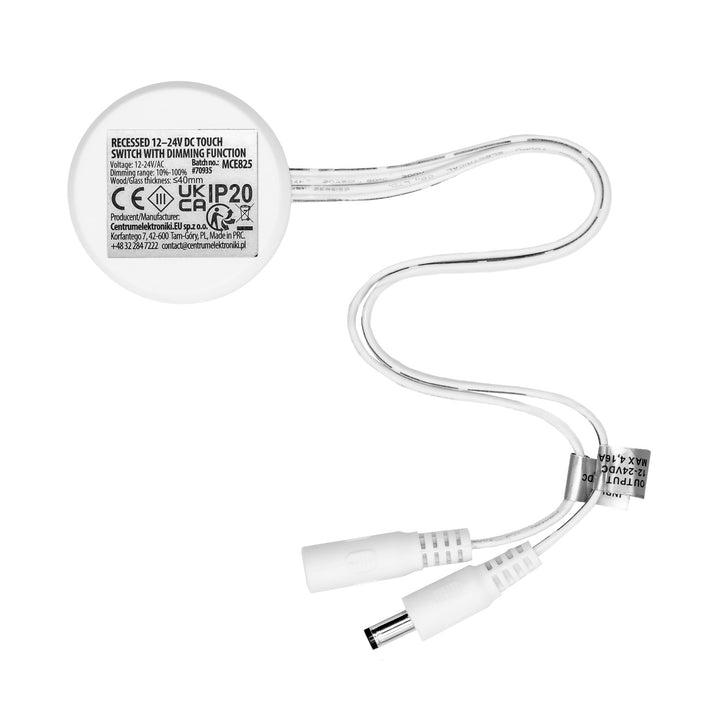 Włącznik dotykowy do zabudowy Maclean, <40mm, 12-24V DC, max. obciążenie 48/96W, MCE825