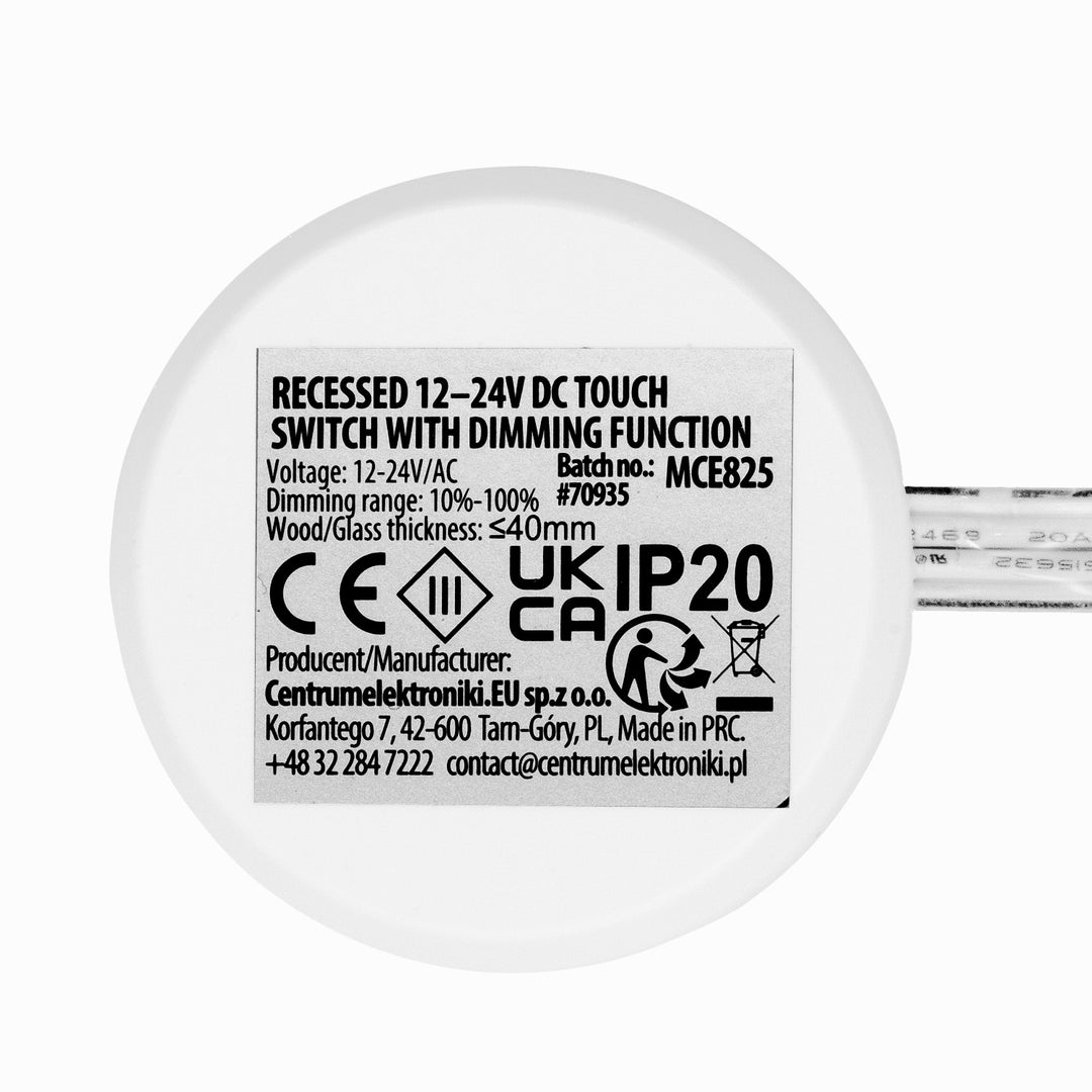 Włącznik dotykowy do zabudowy Maclean, <40mm, 12-24V DC, max. obciążenie 48/96W, MCE825