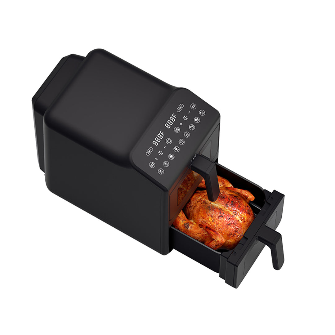 Frytkownica beztłuszczowa LAFE, air fryer, 2 komory 5 L, moc 2460W, wyświetlacz LCD, Dual Fry