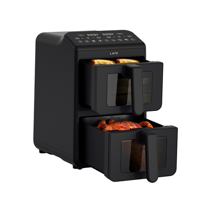 Frytkownica beztłuszczowa LAFE, air fryer, 2 komory 5 L, moc 2460W, wyświetlacz LCD, Dual Fry