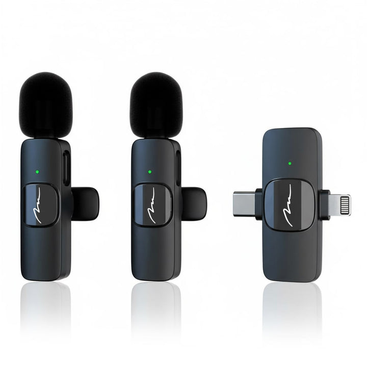 MICRO-MIC DUO - 2x mikrofon bezprzewodowy krawatowy (zestaw), na klips, iOS & Android (OTG), mini, superczuły. USB-C & LIGHTNING, Mediatech