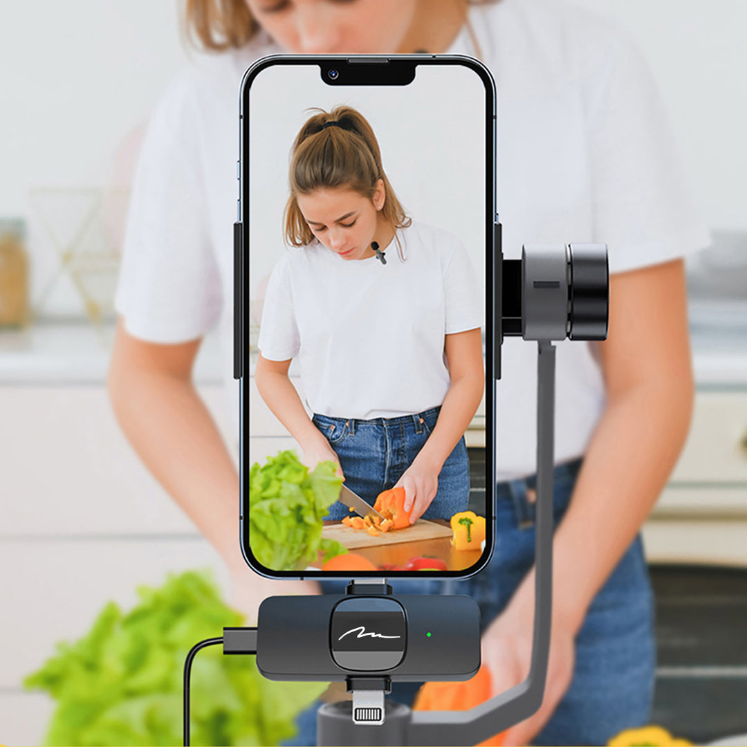 MICRO-MIC DUO - 2x mikrofon bezprzewodowy krawatowy (zestaw), na klips, iOS & Android (OTG), mini, superczuły. USB-C & LIGHTNING, Mediatech