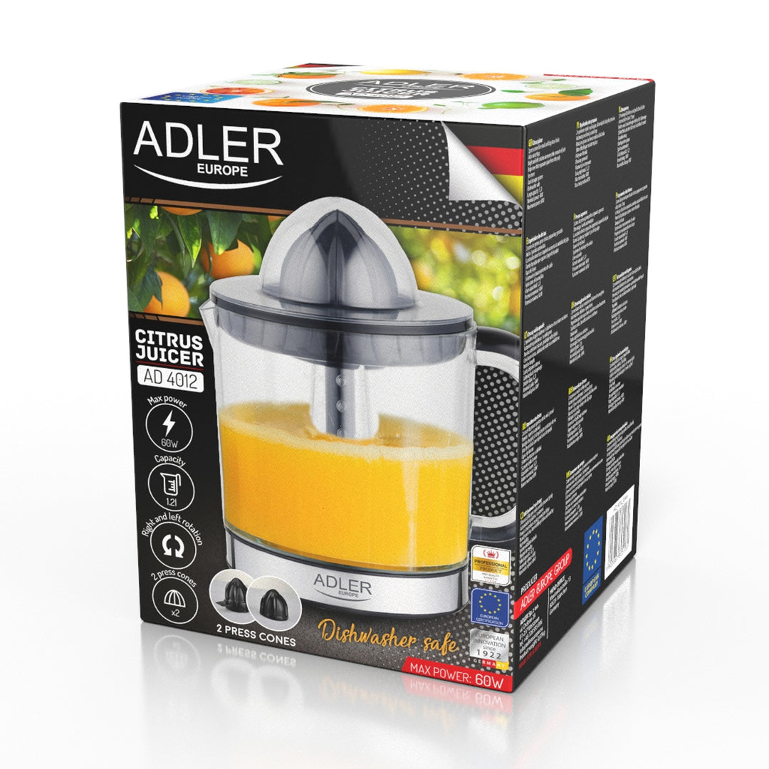 Wyciskacz do cytrusów Adler, pojemność 1,2l moc maksymalna 60W, czarny, AD 4012