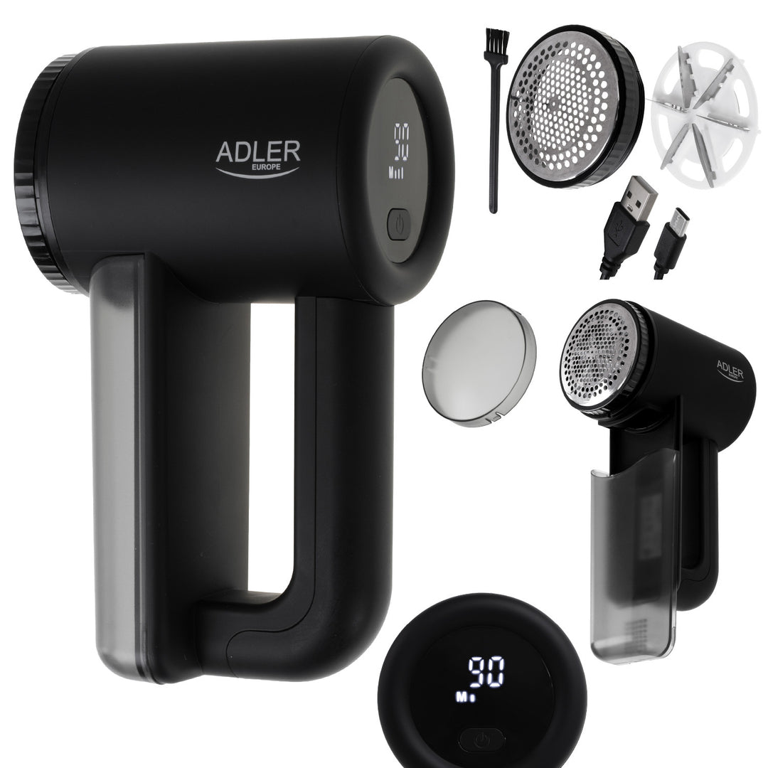 Golarka do tkanin Adler, wyświetlacz LCD, 3 prędkości pracy, czarna, AD 9617 black