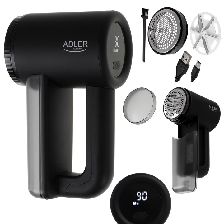 Golarka do tkanin Adler, wyświetlacz LCD, 3 prędkości pracy, czarna, AD 9617 black