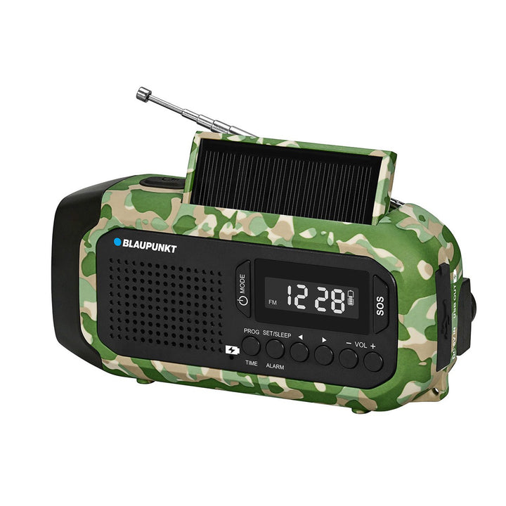 Radio alarmowe FM Blaupunkt, latarka LED, lampka do czytania, potrójny system ładowania, alarm SOS, ER20GC