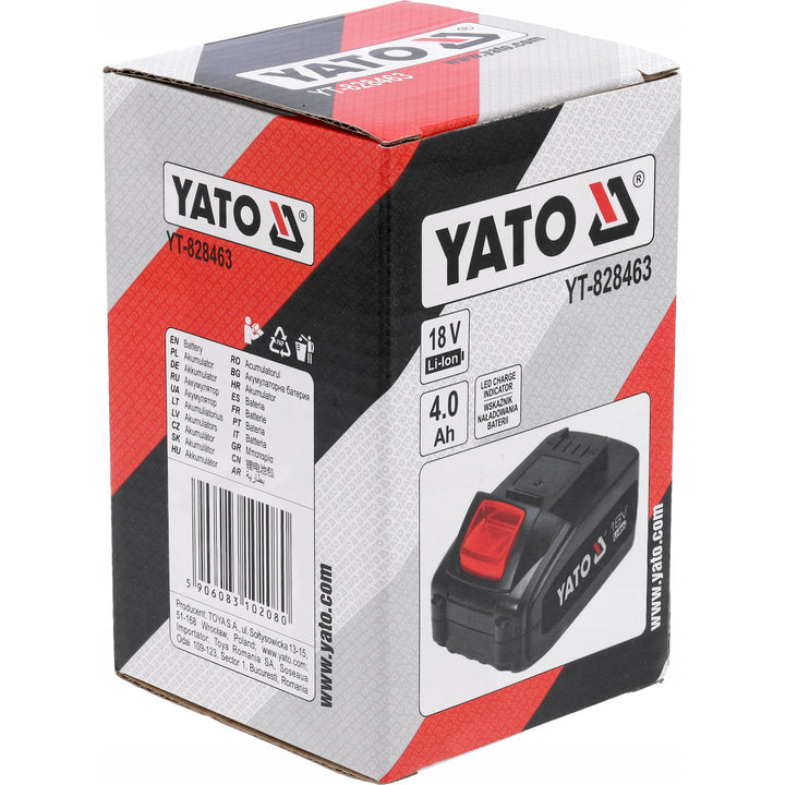 Akumulator elektronarzędziowy Yato, do serii 18V, energia 72 Wh, max prąd wyjściowy 60A, Li-Ion 4 Ah, YT-828463