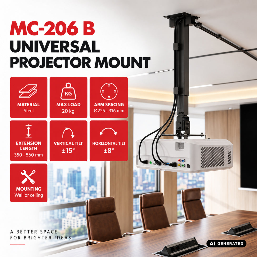 Uchwyt / wieszak do projektora uniwersalny Maclean, czarny, do 20kg, MC-206 B