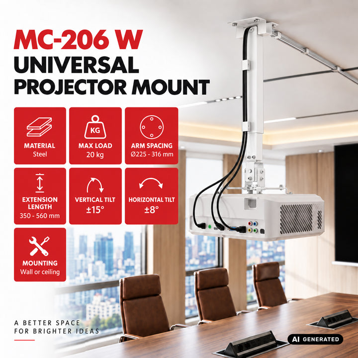 Uchwyt / wieszak do projektora uniwersalny Maclean, biały, do 20kg, MC-206 W