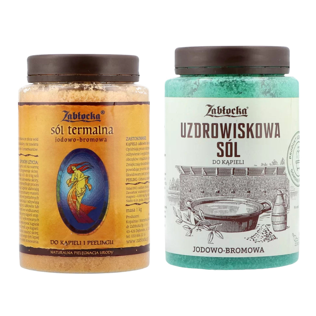 Zabłocka sól termalna jodowo-bromowa 1kg + Zabłocka sól uzdrowiskowa jodowo-bromowa 1,2kg