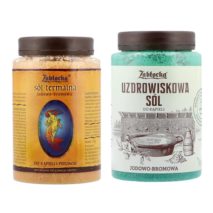 Zabłocka sól termalna jodowo-bromowa 1kg + Zabłocka sól uzdrowiskowa jodowo-bromowa 1,2kg