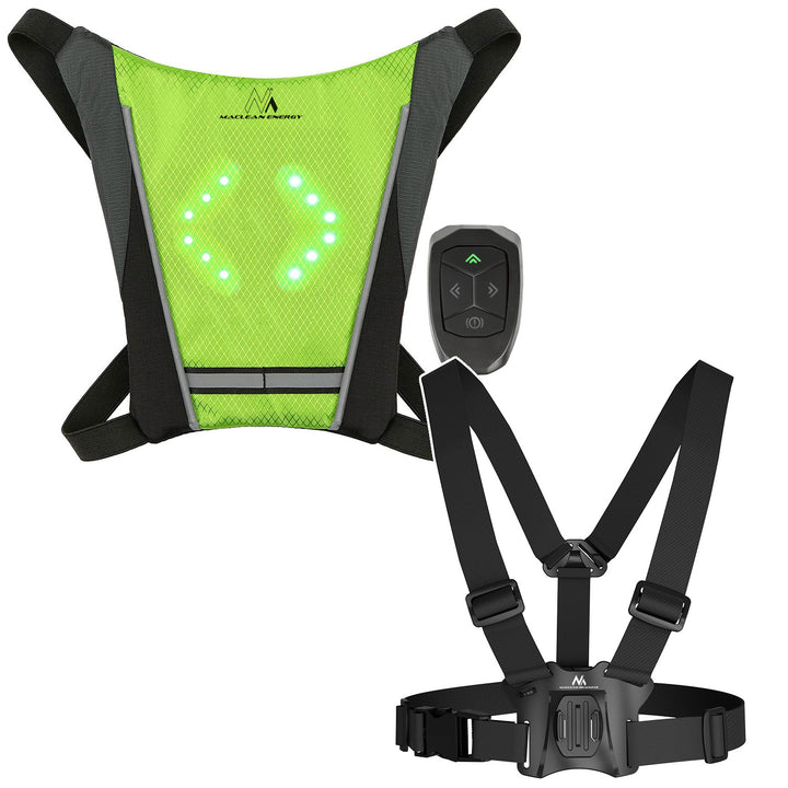 Plecak z sygnalizatorem LED, z pilotem, wodoodporność pilot IPx5, plecak IPX2 + szelki sportowe uniwersalne, do telefonu, aparatu, kamer GoPro i innych, obrotowy uchwyt, MC-294