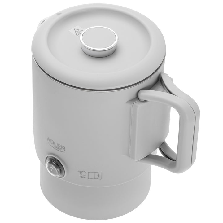 Czajnik elektryczny Adler, turystyczny, podwójne ścianki, pojemność 0,8l, moc maks. 650W, szary, AD 1388