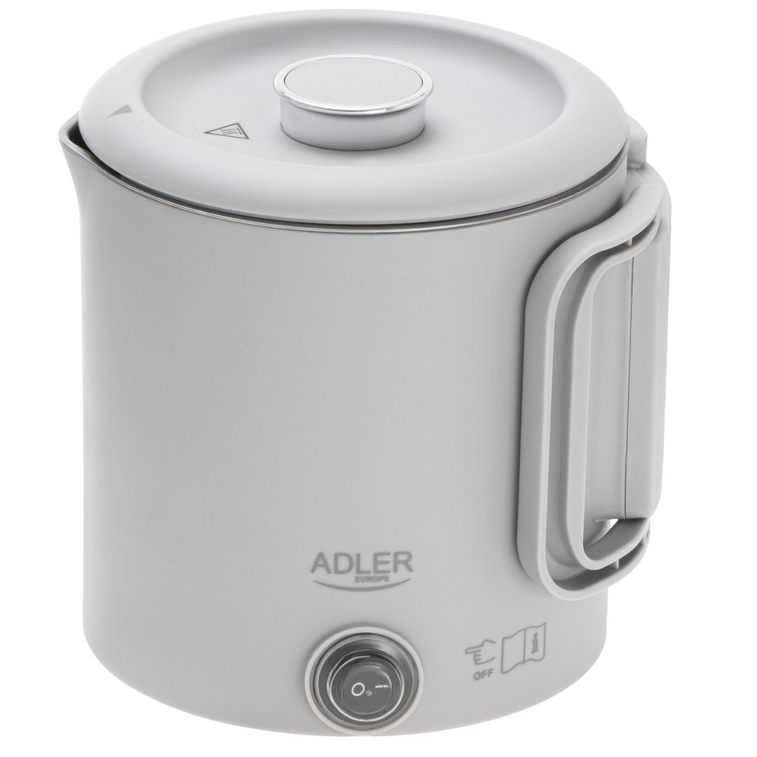 Czajnik elektryczny Adler, turystyczny, podwójne ścianki, pojemność 0,8l, moc maks. 650W, szary, AD 1388