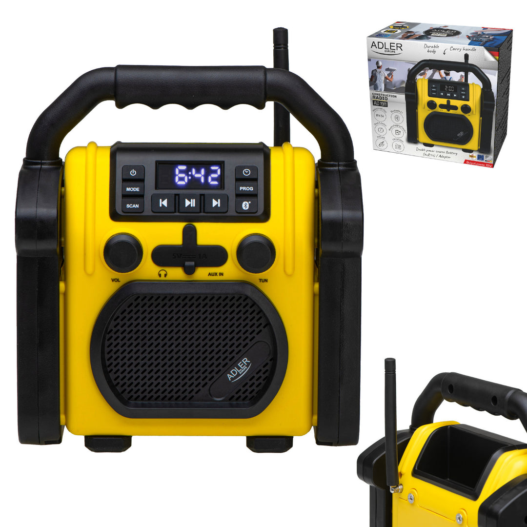 Radio budowlane Adler, Bluetooth 5.1, IPX 54, moc 10 W, AD 1911