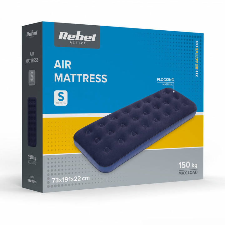 Materac dmuchany jednoosobowy REBEL ACTIVE,  wymiary 191x73x22 cm, RBA-5001-S