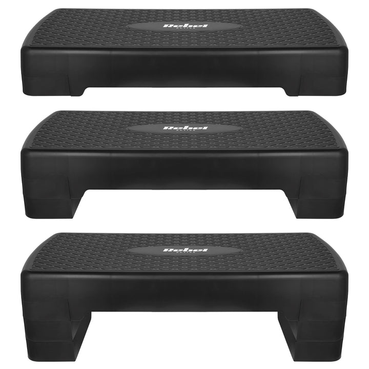 Step do aerobiku i ćwiczeń fitness Rebel Active, 3 stopnie, 68cm, czarny, RBA-3227-BK