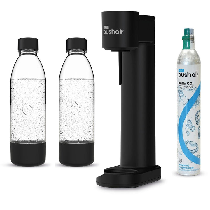 Saturator Dafi Push Air, kolor czarny, w zestawie 2x butelka 0,7L i nabój CO2