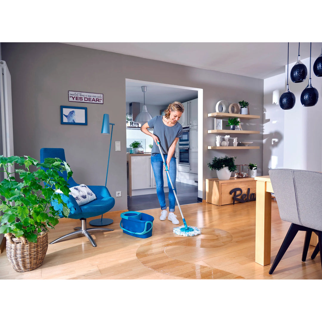 Zestaw Clean Twist Leifheit, mop obrotowy oraz wiadro, regulowana długość uchwytu, pojemność wiadra 6L, nakładka Micro duo, 52101