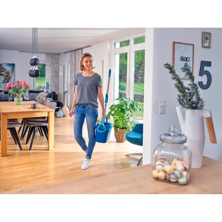 Zestaw Clean Twist Leifheit, mop obrotowy oraz wiadro, regulowana długość uchwytu, pojemność wiadra 6L, nakładka Micro duo, 52101