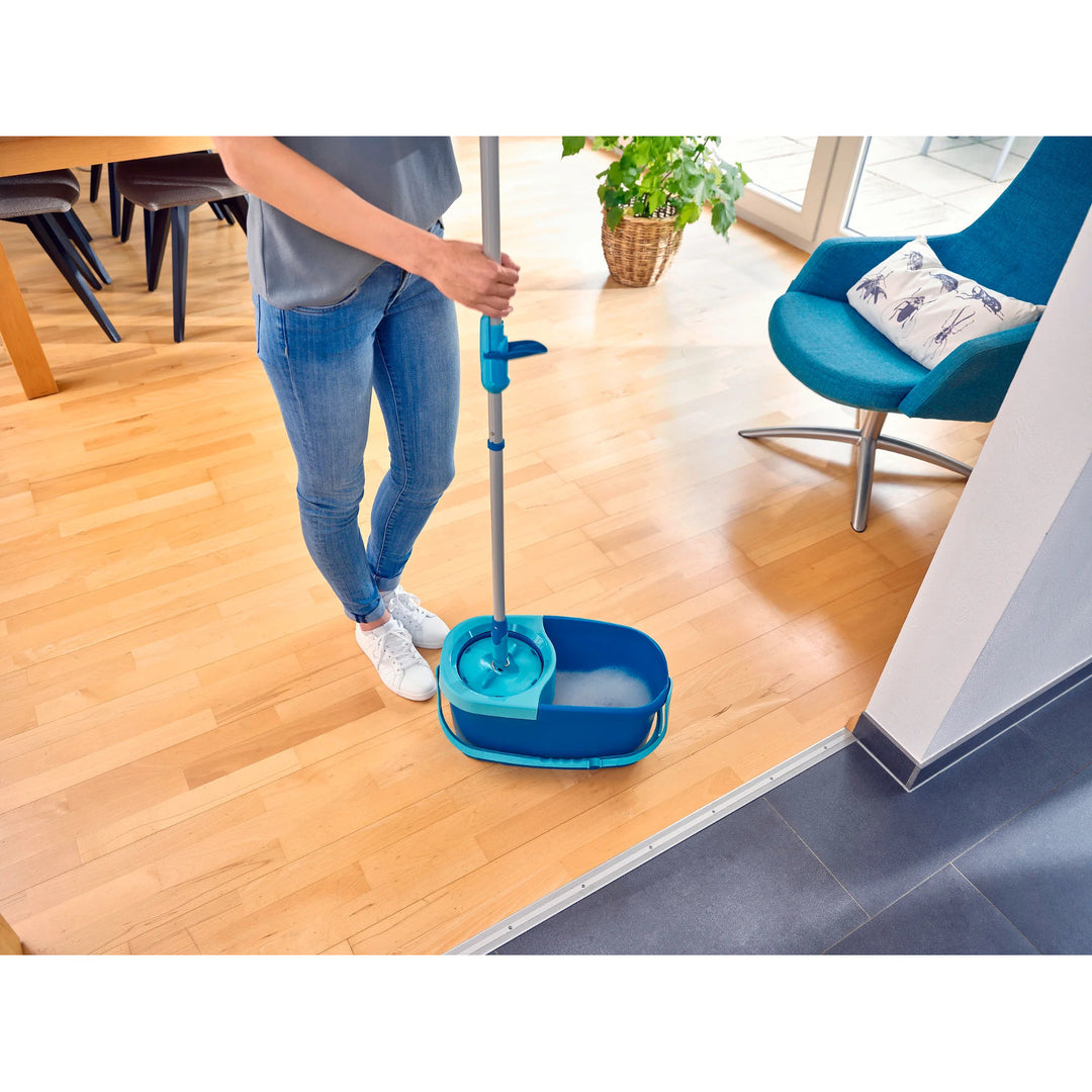 Zestaw Clean Twist Leifheit, mop obrotowy oraz wiadro, regulowana długość uchwytu, pojemność wiadra 6L, nakładka Micro duo, 52101