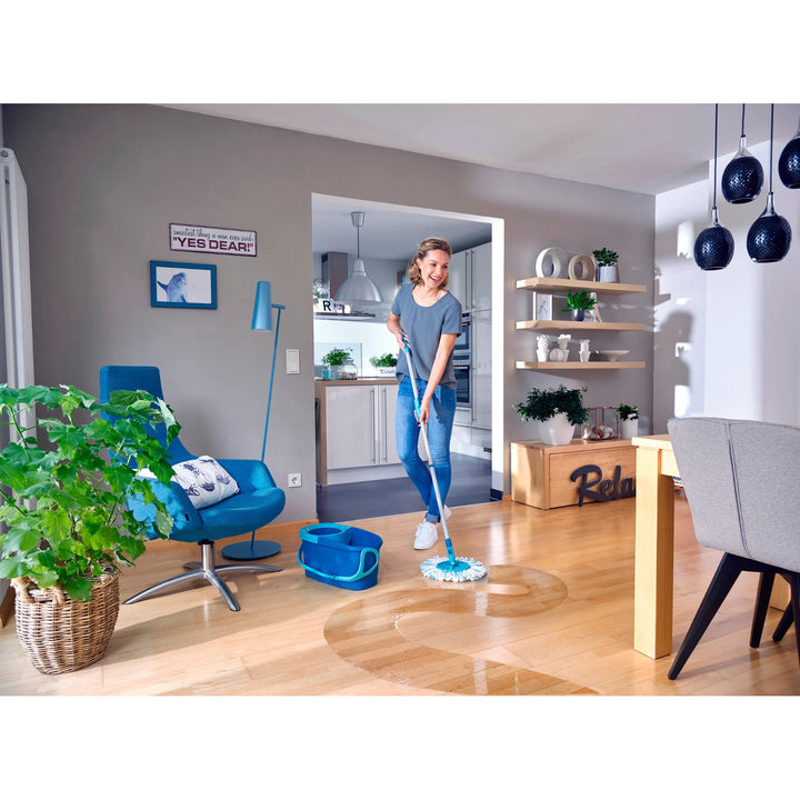 Zestaw Clean Twist Leifheit, mop obrotowy oraz wiadro, regulowana długość uchwytu, pojemność wiadra 6L, nakładka Micro duo, 52101