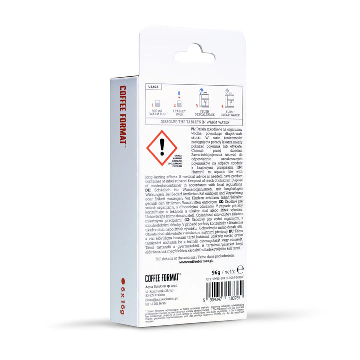 Tabletki do odkamieniania ekspresów do kawy, Coffee Format Descaler Tab+ 6x16g