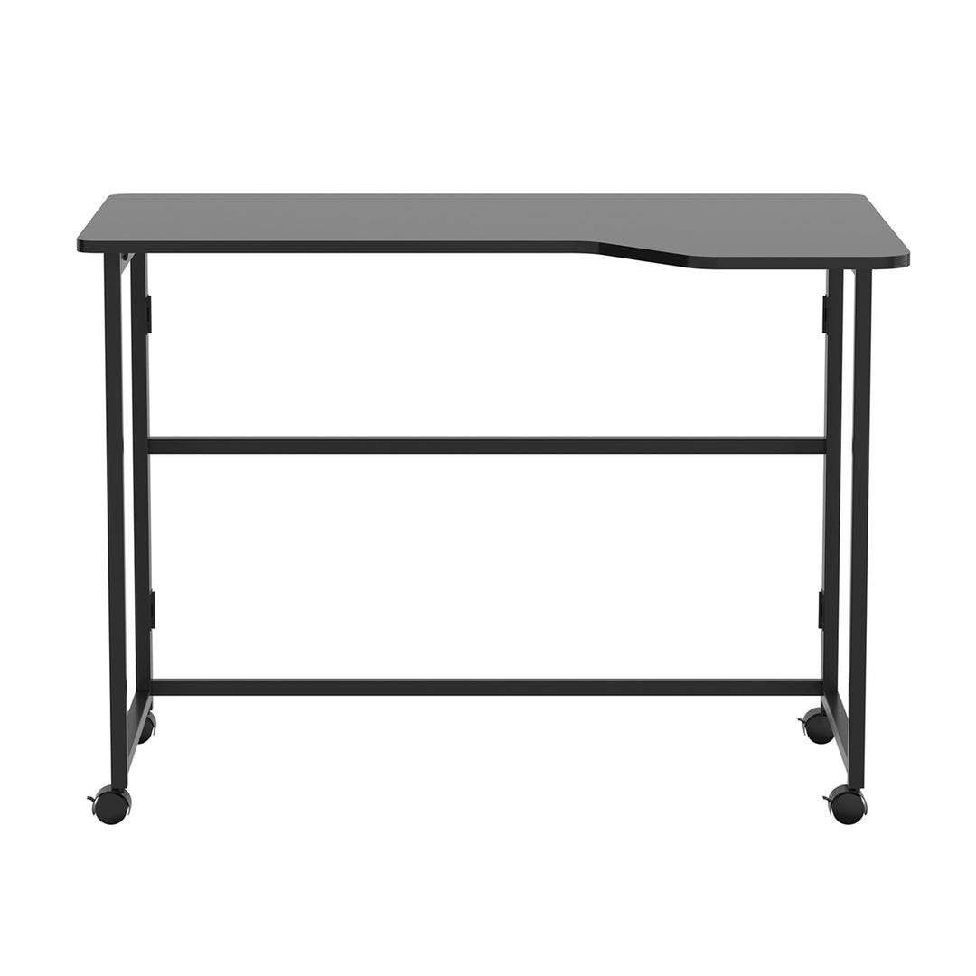 Składane biurko stolik Maclean, czarne, mobilne, 100x65cm, max. 50kg, kątowe, kształt L, MC-1250 L/B