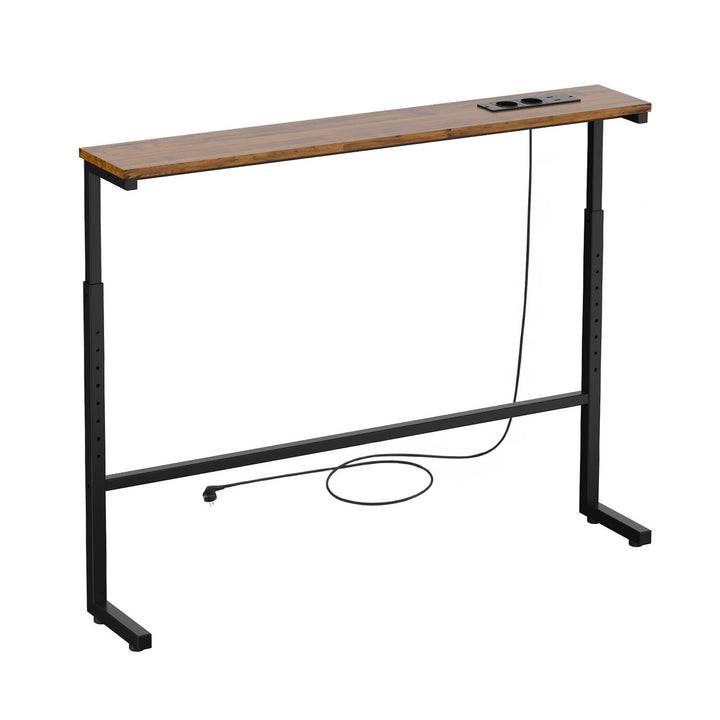 Konsola / stolik z listwą ładującą Maclean, czarna z rustykalnym blatem, reg. wysokości 62-83cm, max 25kg,przewód 2,5m, MC-140 B
