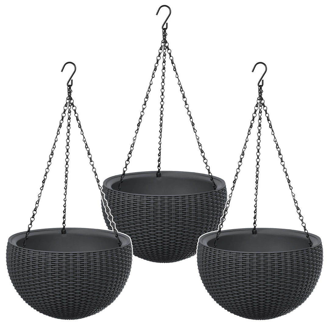 Doniczka wisząca Keter Sphere Planter, kolor antracyt, 3 sztuki