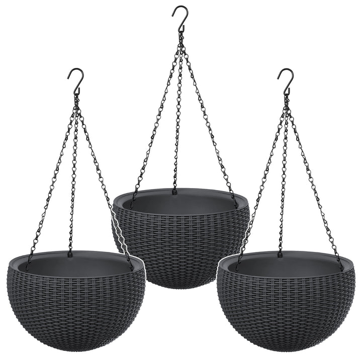 Doniczka wisząca Keter Sphere Planter, kolor antracyt, 3 sztuki