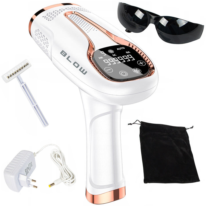 Depilator świetlny IPL Blow, funkcja Ice Cool, 9 poziomów mocy, wbudowany filtr UV, tryb automatycznego błysku, długotrwała skuteczność, 44-480#