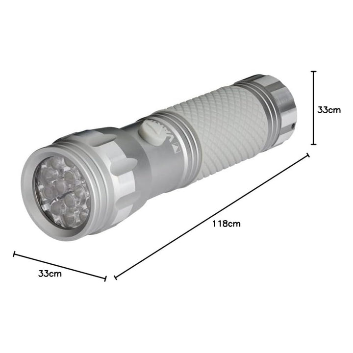 Latarka ręczna UV LED 15638 aluminiowa, długość fali UV 395-400 nm, technologia Multi LED + baterie w zestawie Varta