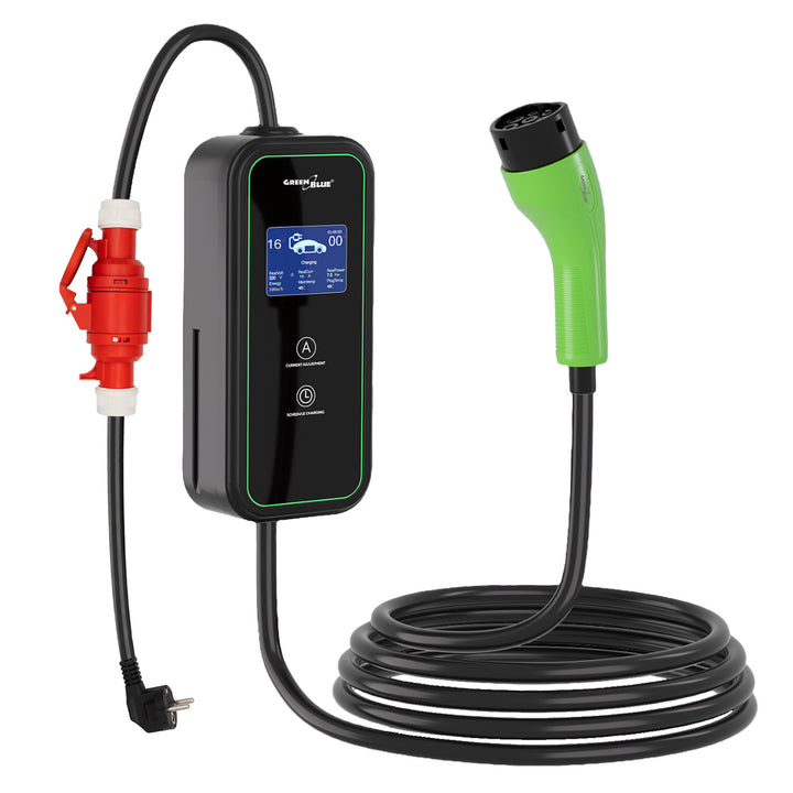Ładowarka do EV / PHEV GreenBlue, przenośna, typ 2, dł. przew. 6,8m, IP65, 11kW, 220-380V AC 50/60Hz, 16A, 3 fazy, GB1100