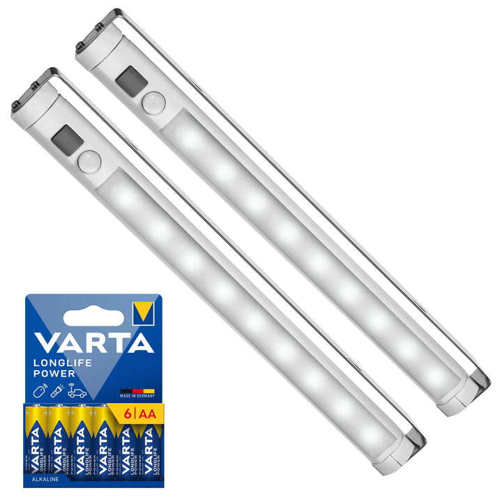 2x lampa kuchenna LED Maclean, podszafkowa 9 SMD, na baterie, czujnik PIR on/off, MCE166 + 6x bateria R-06 R06 AA LR06 1,5V VARTA Longlife Power