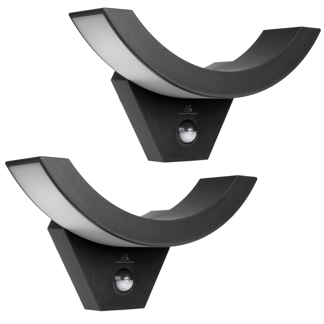 Lampa LED z czujnikiem ruchu Maclean, czujnik ruchu na podczerwień, kolor czarny, 10W, IP54, 800lm, MCE290 B, 2 sztuki