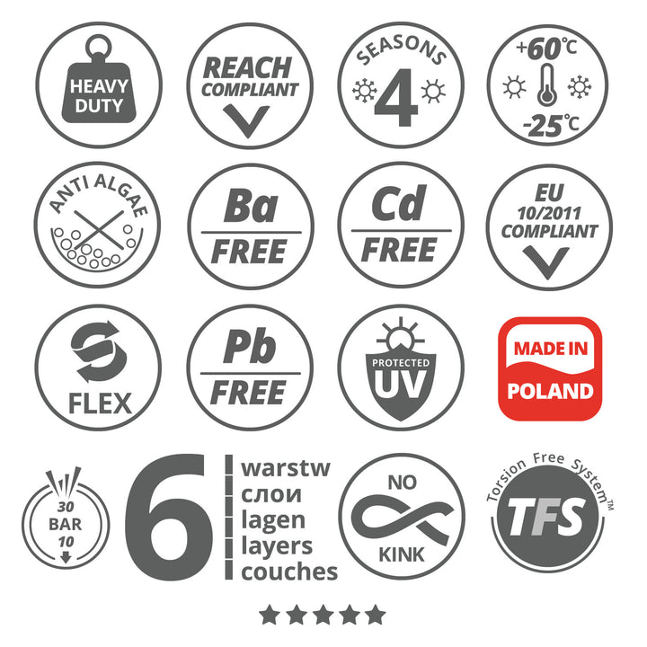 Wąż ogrodowy Vartco, 6-warstwowy, elastyczny, średnica 1/2", długość 100m, Professional Plus