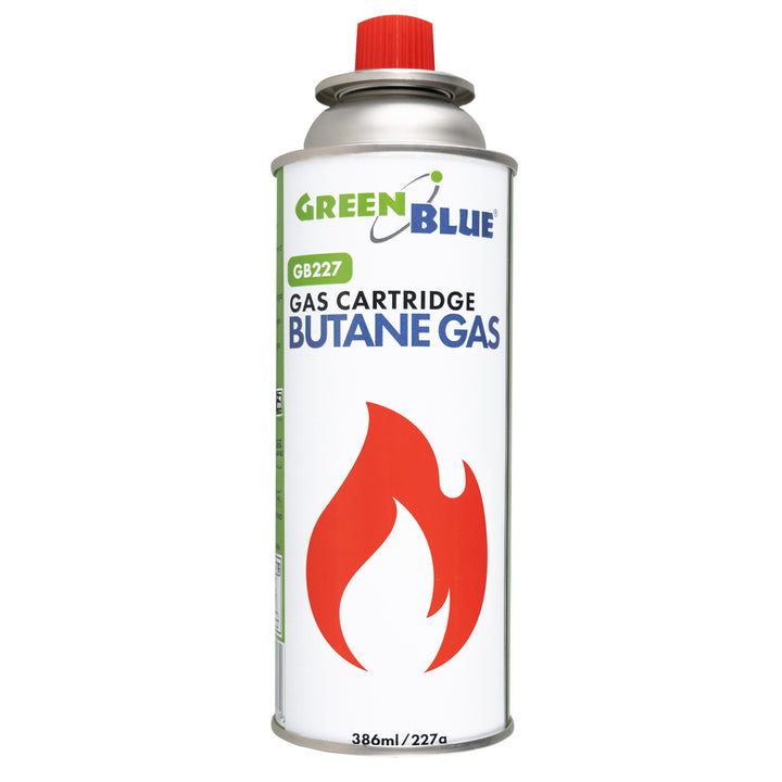 2x kartusz gazowy 227g GreenBlue. certyfikat: Pi 0875, zgodny z normą EN417, butan, zakres działania -10°C do+ 40°C, GB227