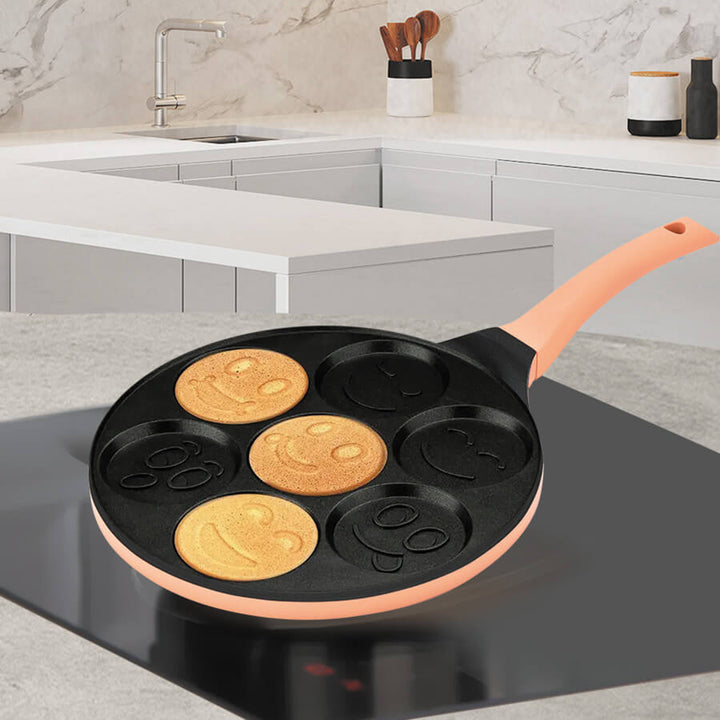 Patelnia naleśnikowa pancake Maestro, wzór emotki, średnica 26cm, powłoka non-stick, silikonowa rączka, kompatybilna z każdym rodzajem kuchenki, MR-1222-B
