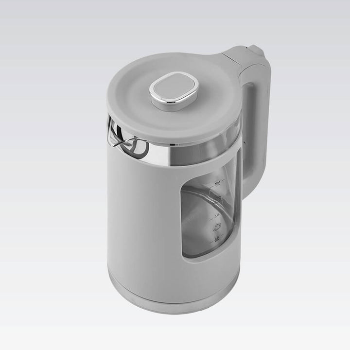 Czajnik elektryczny szklany Maestro, pojemność 1,7L, moc 2200W, wskaźnik poziomu wody, podświetlenie LED, obrotowa podstawa, kolor szary, MR-065-GREY