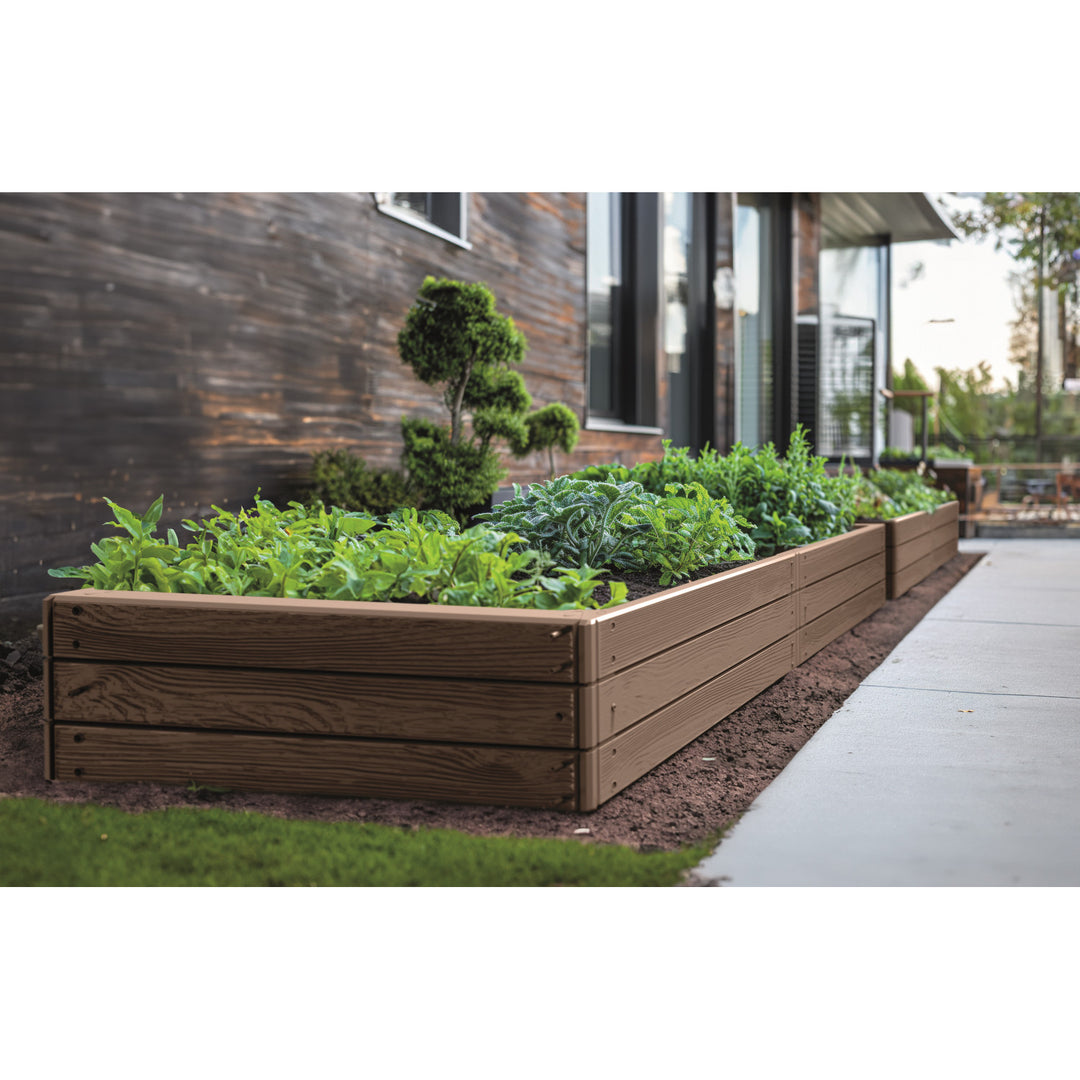 Obrzeże ogrodowe Prosperplast Base Woody, 149x75 cm, odporne na warunki atmosferyczne, modułowa konstrukcja, kolor brązowy, IBWR-7587U