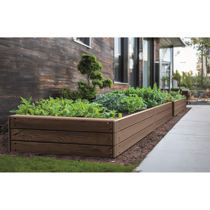 Obrzeże ogrodowe Prosperplast Base Woody, 149x75 cm, odporne na warunki atmosferyczne, modułowa konstrukcja, kolor brązowy, IBWR-7587U