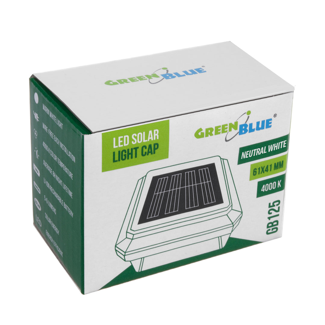 Lampa solarna LED na słupek GreenBlue, 60x40mm, daszek kopertowy, GB125, 2 sztuki