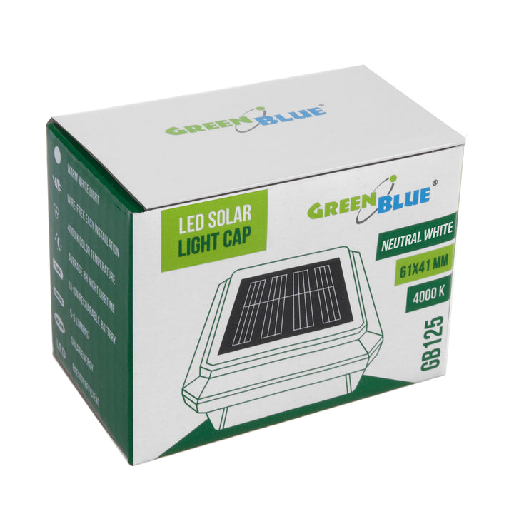 Lampa solarna LED na słupek GreenBlue, 60x40mm, daszek kopertowy, GB125, 2 sztuki