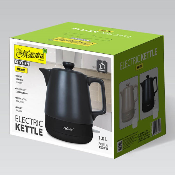 Czajnik ceramiczny Maestro, pojemność 1L, moc 1200W, kolor czarny, MR-071